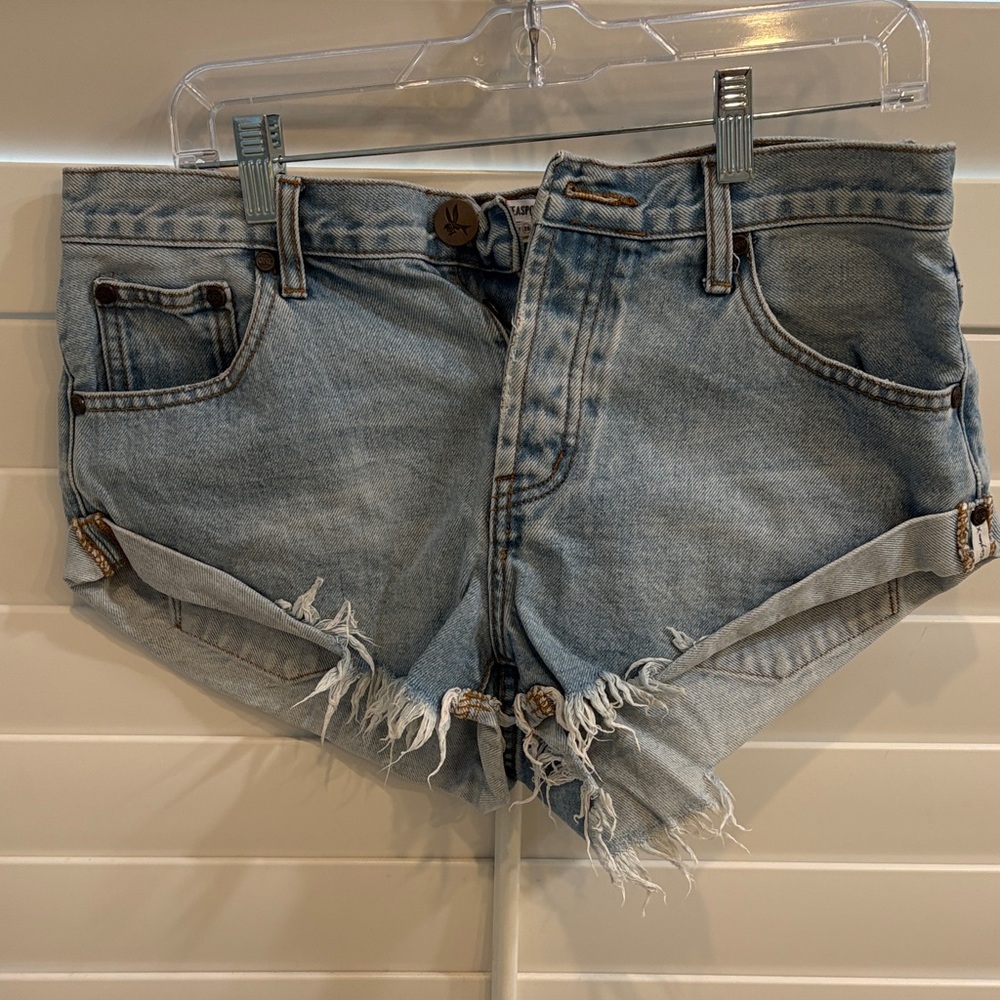 Stylish Light Blue Distressed Jean Shorts